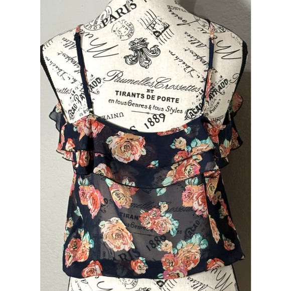 Kirra Multicolor Floral Spaghetti Strap Top Tank Flowers Romantic Y2K Summer Med - Picture 2 of 7